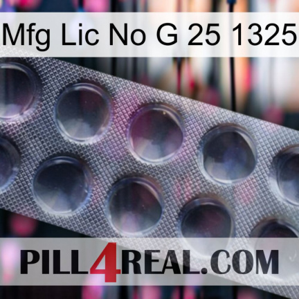 Mfg Lic No G 25 1325 30